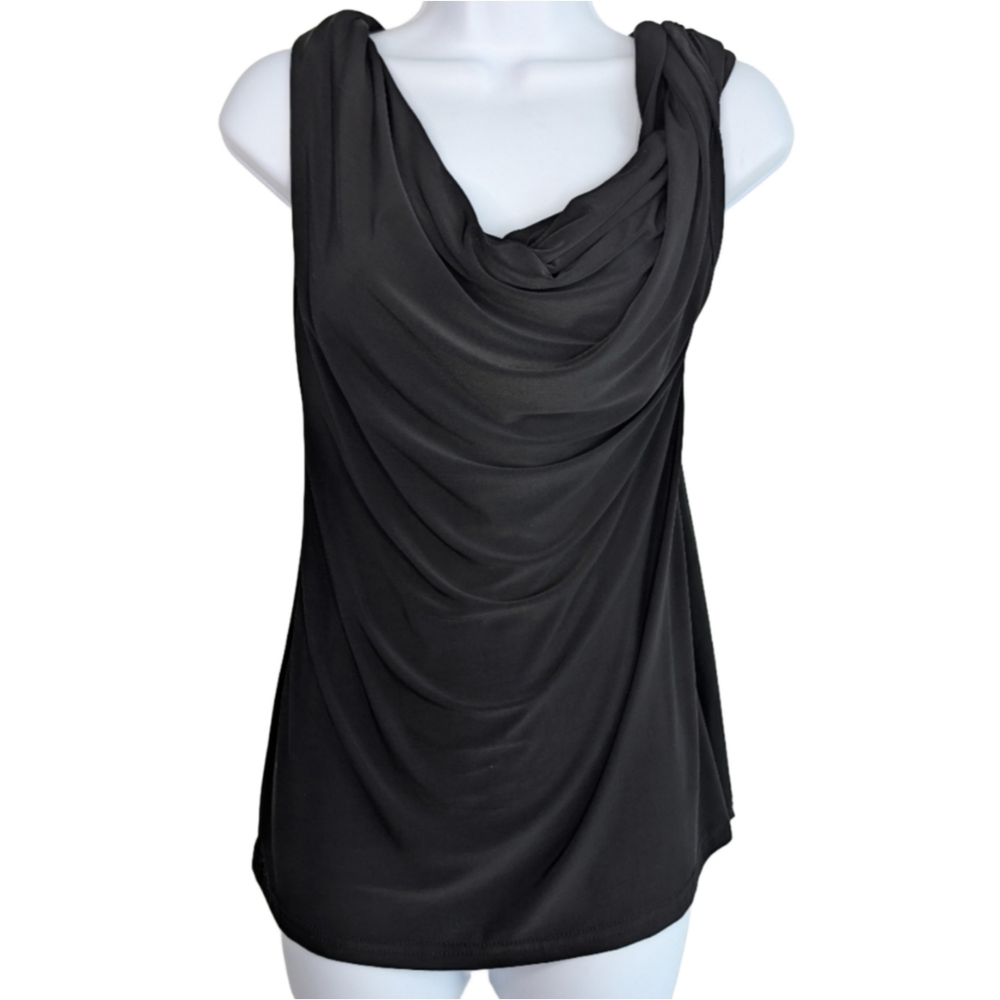 Vintage L'Amadei Women's Small Black Sleeveless Slouchy Cowl Neck‎ Tank Top